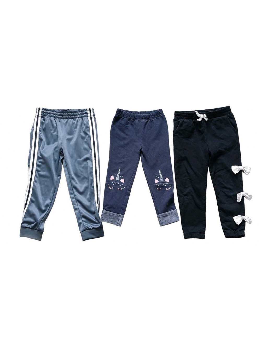 Girls Casual 3 Pants Size 4/5 Joggers Leggings Black Gray Blue Athletic Track